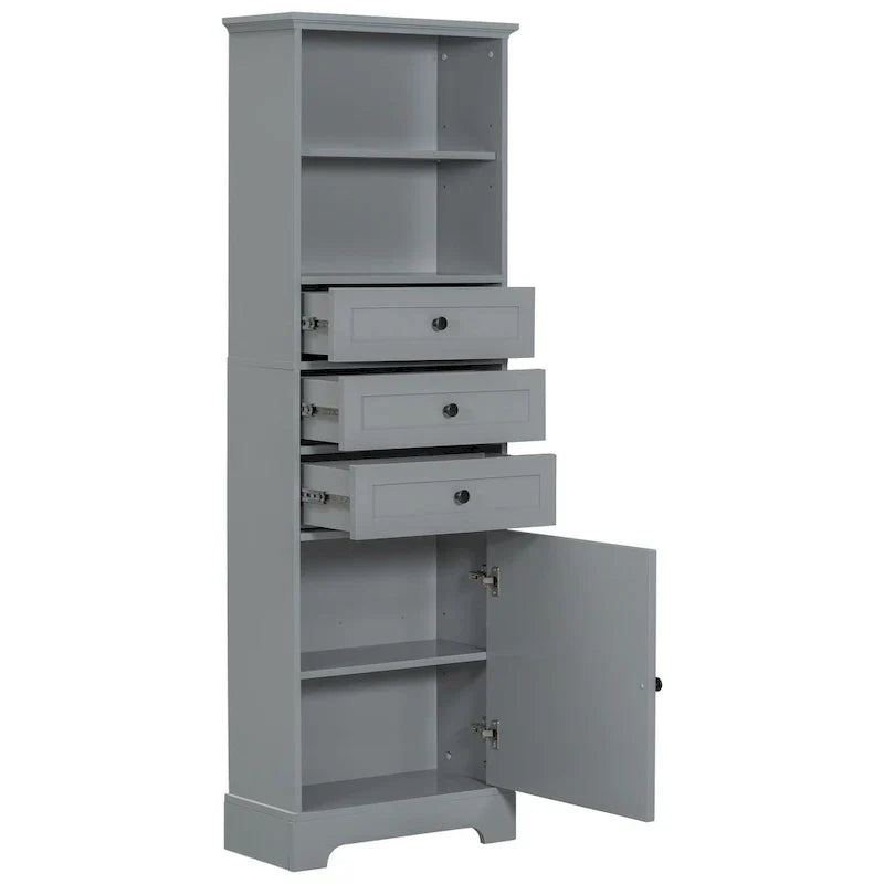 Merax Vertical Bathroom Storage Cabinet with 3 Drawers and Adjustable Shelves