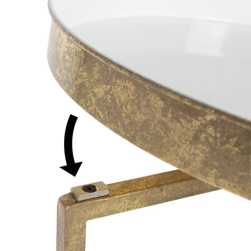 Kate and Laurel Celia Round Metal Folding Accent Table with Tray