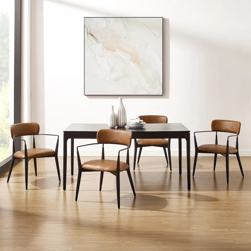 Set of 2 Mid-Century Solid Wood Accent Dining Chairs by Art Leon