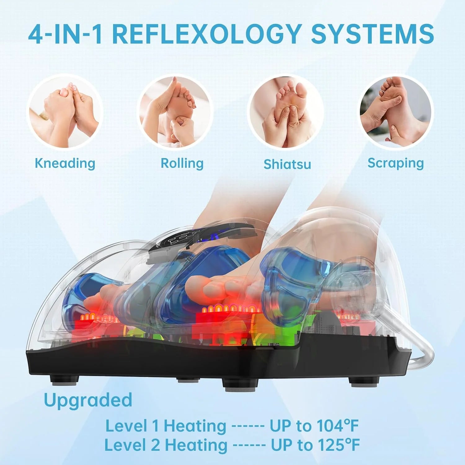 Shiatsu Foot Massager with Heat-Foot Massager Machine for Neuropathy, Plantar Fasciitis and Pain Relief-Massage Foot, Leg, Calf, Ankle with Deep Kneading Heat Therapy, Gift for Mother's Day