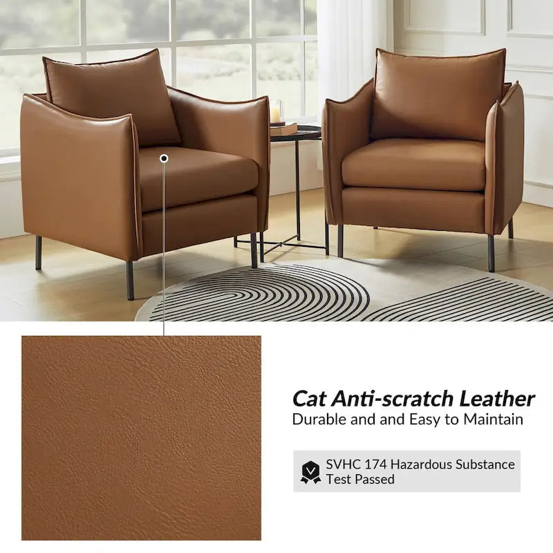 Set of 2 Christopher Modern Armchairs with Anti-Scratch Fabric and Black Metal Legs by HULALA HOME