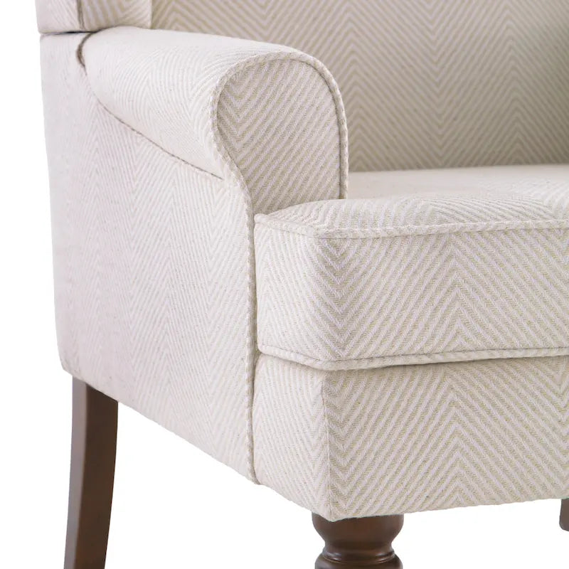 Set of 2 Accent Armchairs with Turned Legs in Blue, Beige, and Grey