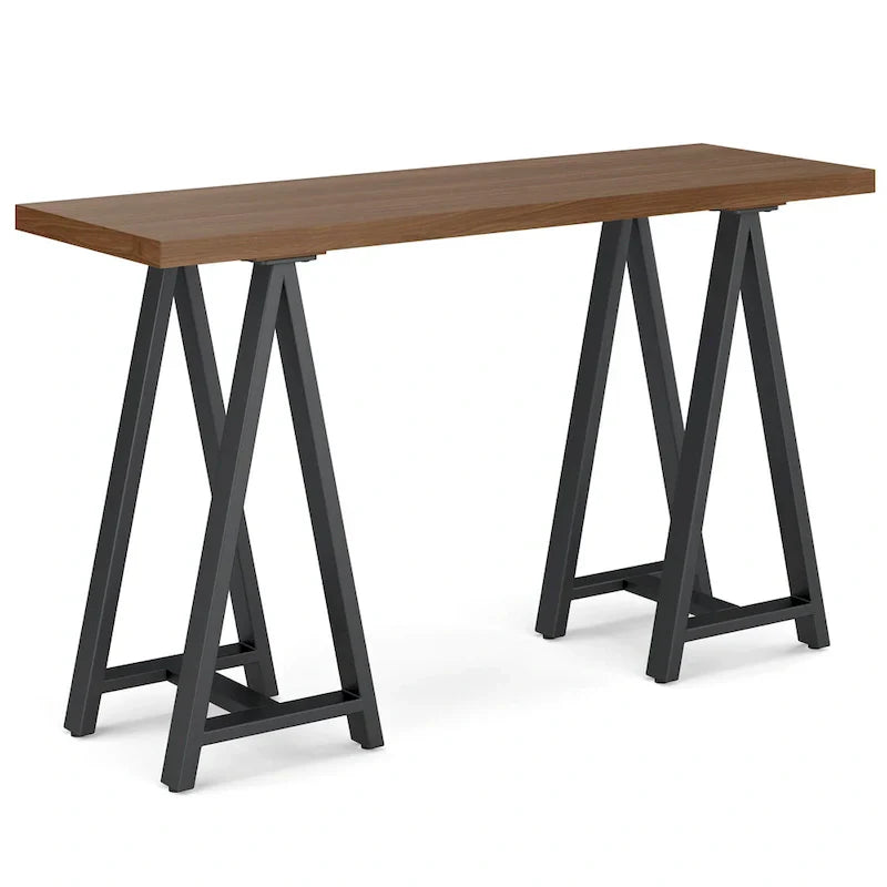 Hawkins 50-Inch Wide Modern Industrial Console Sofa Table in Solid Walnut Wood and Metal