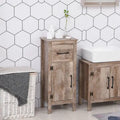 Kleankin Barnwood Bathroom Floor Cabinet with Drawer and Adjustable Shelf - Versatile Storage for Entryway or Living Room