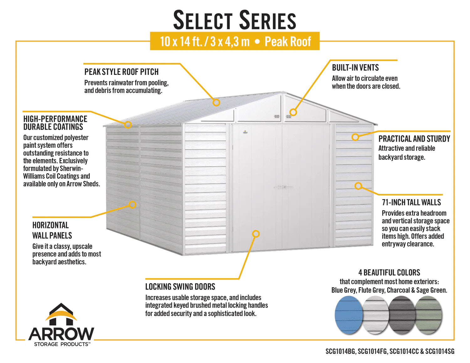 2025 Select Steel Storage Shed, 10x14, Blue Grey