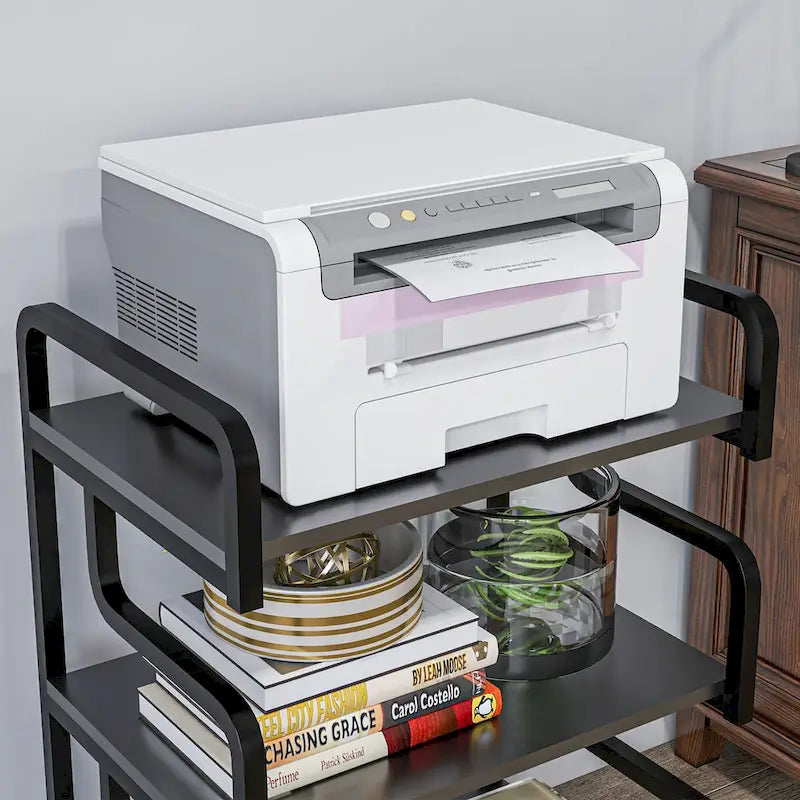 HOMCOM Industrial 3-Tier Printer Stand with Storage - Versatile Metal Rack for Home Office