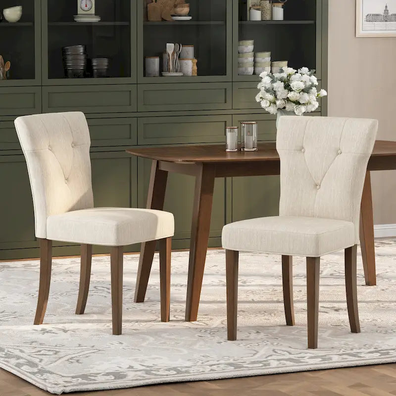 Set of 2 Chastin Farmhouse Upholstered Dining Chairs in Rubberwood by Christopher Knight Home