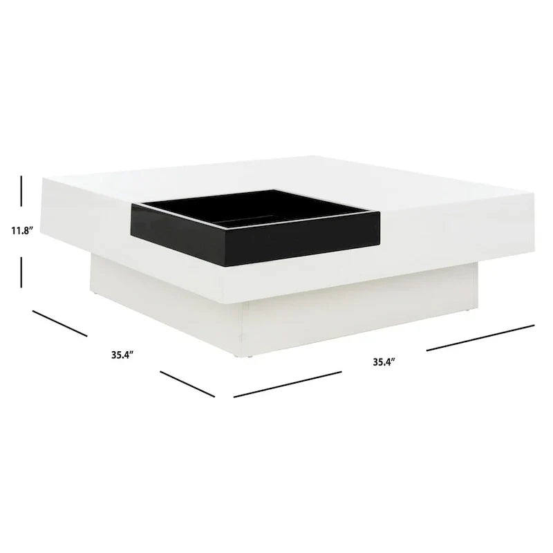 SAFAVIEH Phylis White and Black Coffee Table - Dimensions: 35.4" x 35.4" x 11.8"