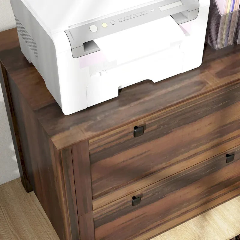HOMCOM 2-Drawer Lateral File Cabinet with Lock and Adjustable Hanging Bar for Letter and A4 Files – Ideal for Home Office