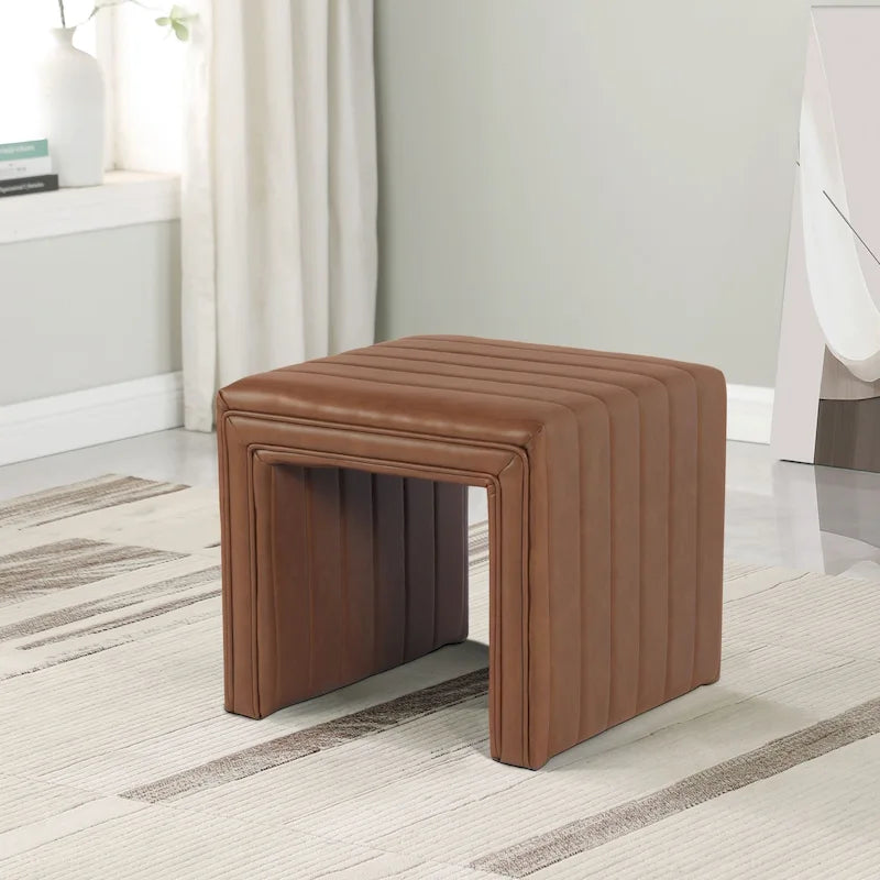 HomePop Contemporary Channel-Designed Ottoman