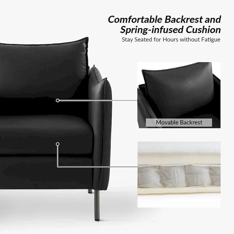 Set of 2 Christopher Modern Armchairs with Anti-Scratch Fabric and Black Metal Legs by HULALA HOME