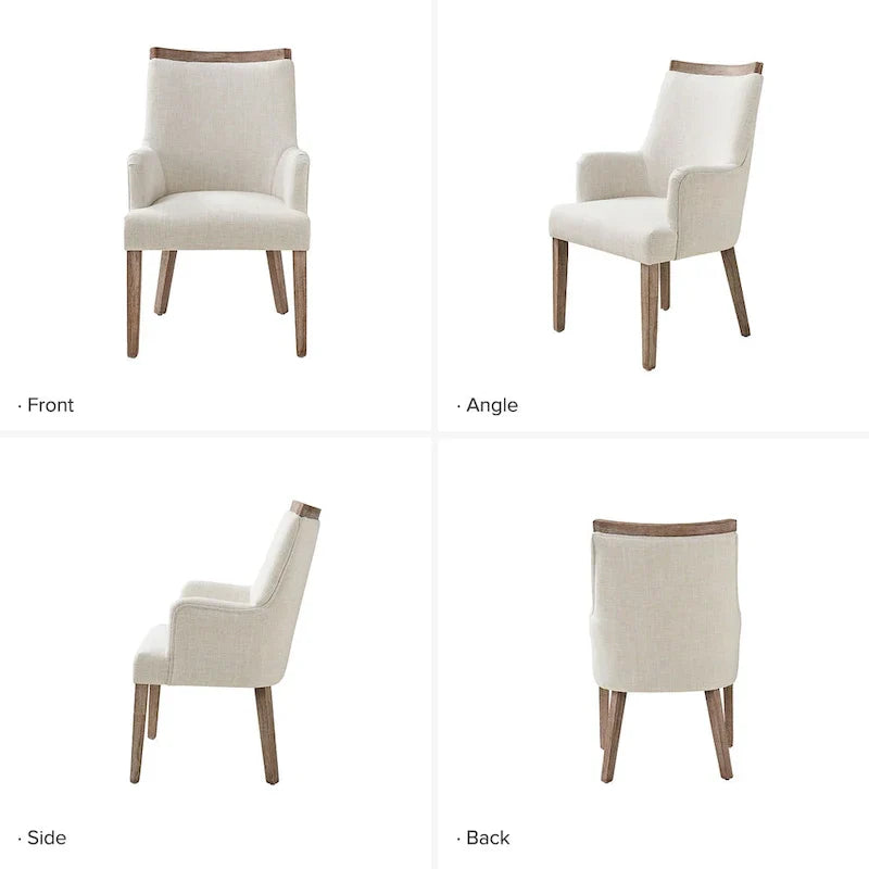 Set of 6 Albert Farmhouse Upholstered Solid Wood Dining Chairs by HULALA HOME