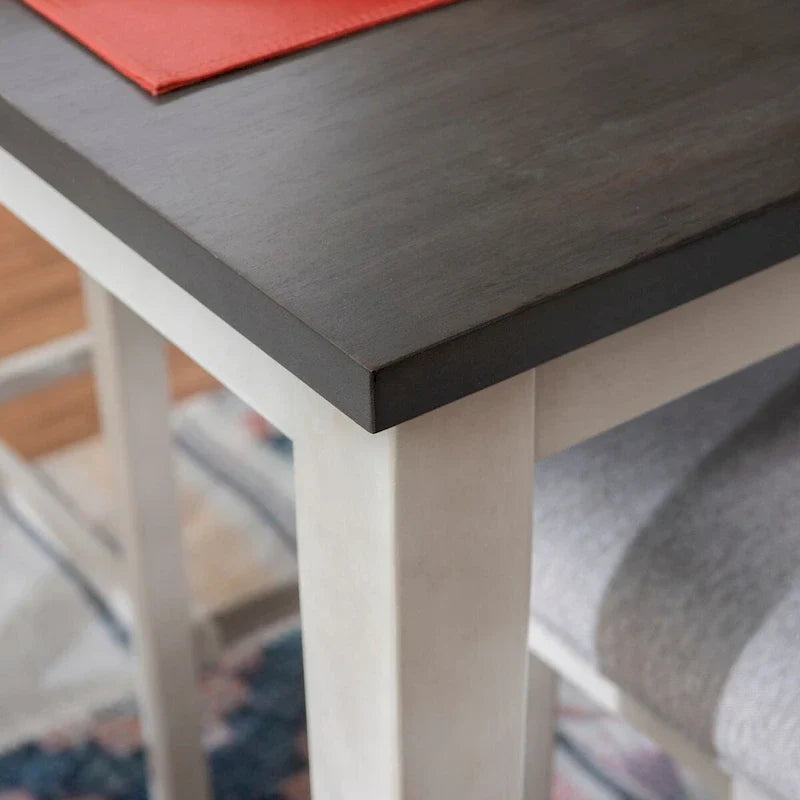 McKee White Acacia Wood Counter-Height Dining Table