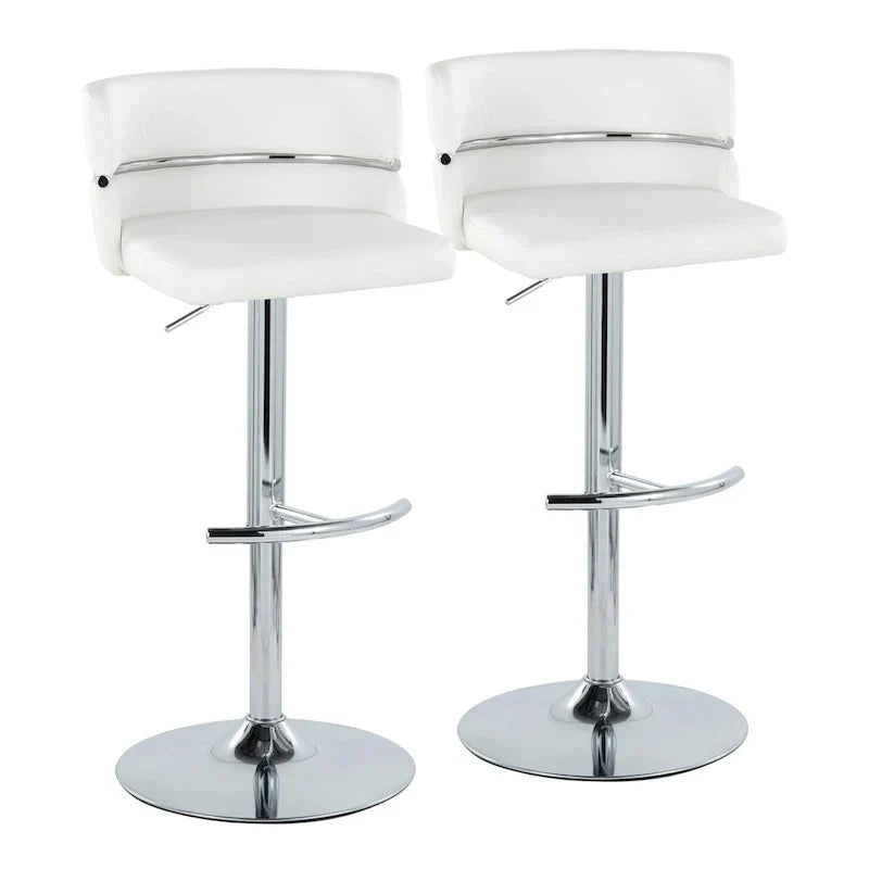 Set of 2 Silver Orchid Lena Adjustable Bar Stools with Rounded T Footrest