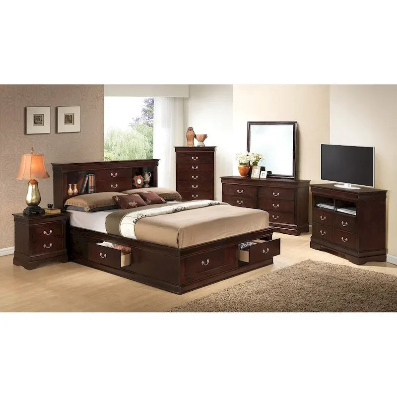 Louis Philippe Queen Platform Bed with Storage