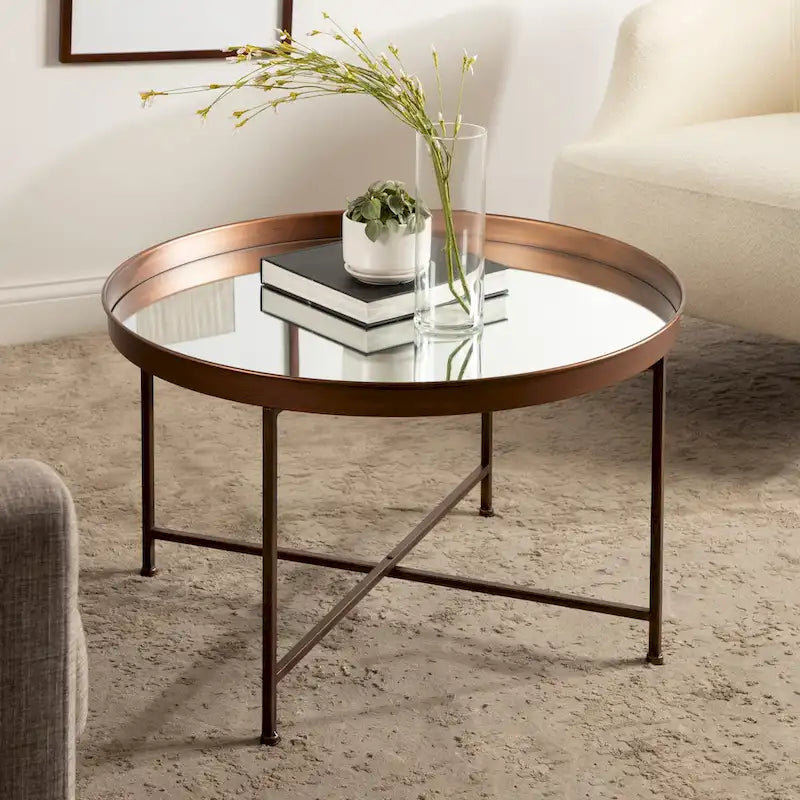 Kate and Laurel Celia 28.25-Inch Round Metal Coffee Table