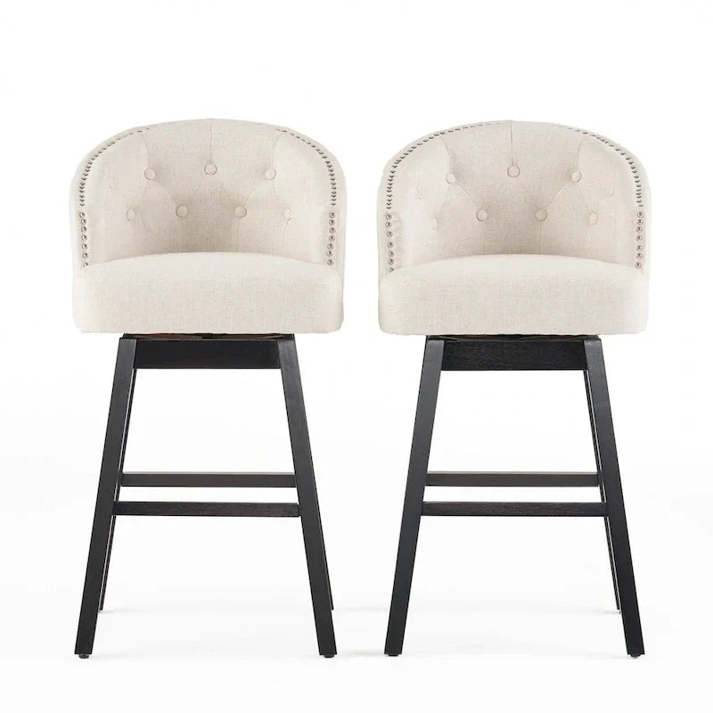 Set of 2 Ogden Beige Swivel Bar Stools by Christopher Knight Home