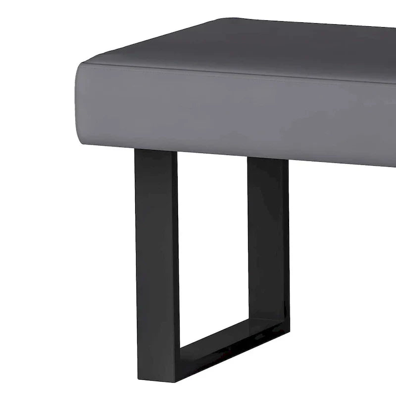 Gray Fabric Bench with Sturdy Steel Legs