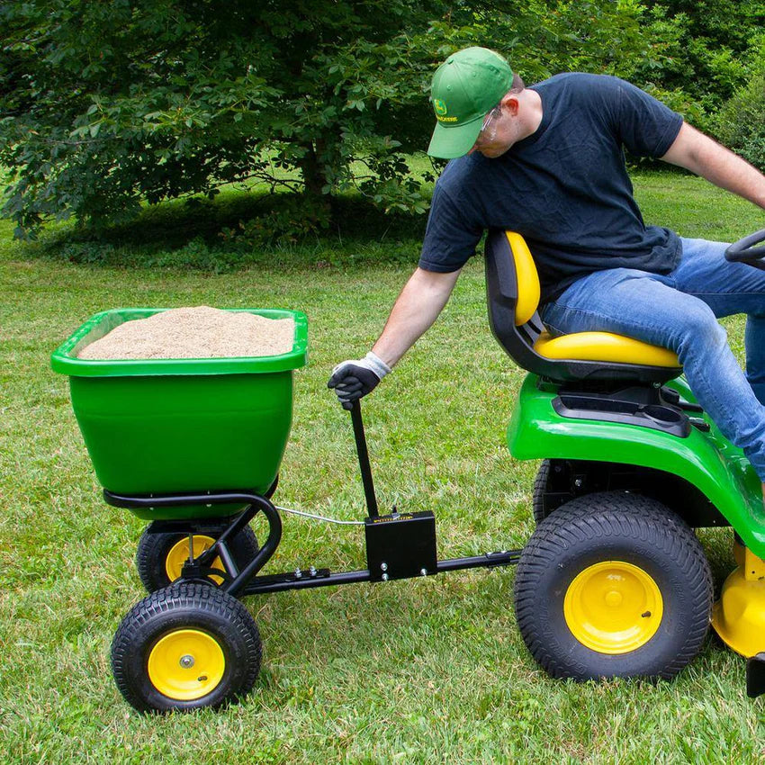 2025 175 lb Tow-Behind Broadcast Spreader, Rustproof Poly Hopper, Universal Fit