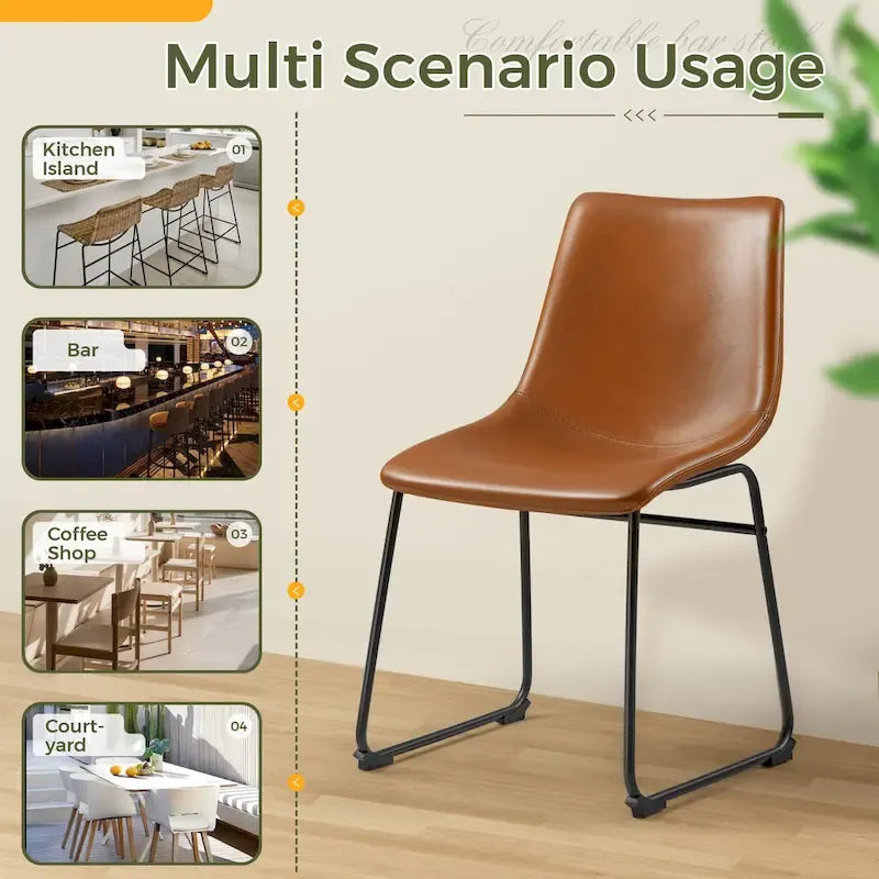 Set of 2 Homall Brown PU Leather Counter Bar Stools with Backrest and Footrest
