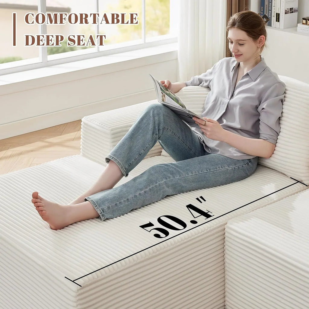 110 Cloud Sectional Couch, Boneless Sofa for Living Room Modular Sectional Sofa with Deep Seat