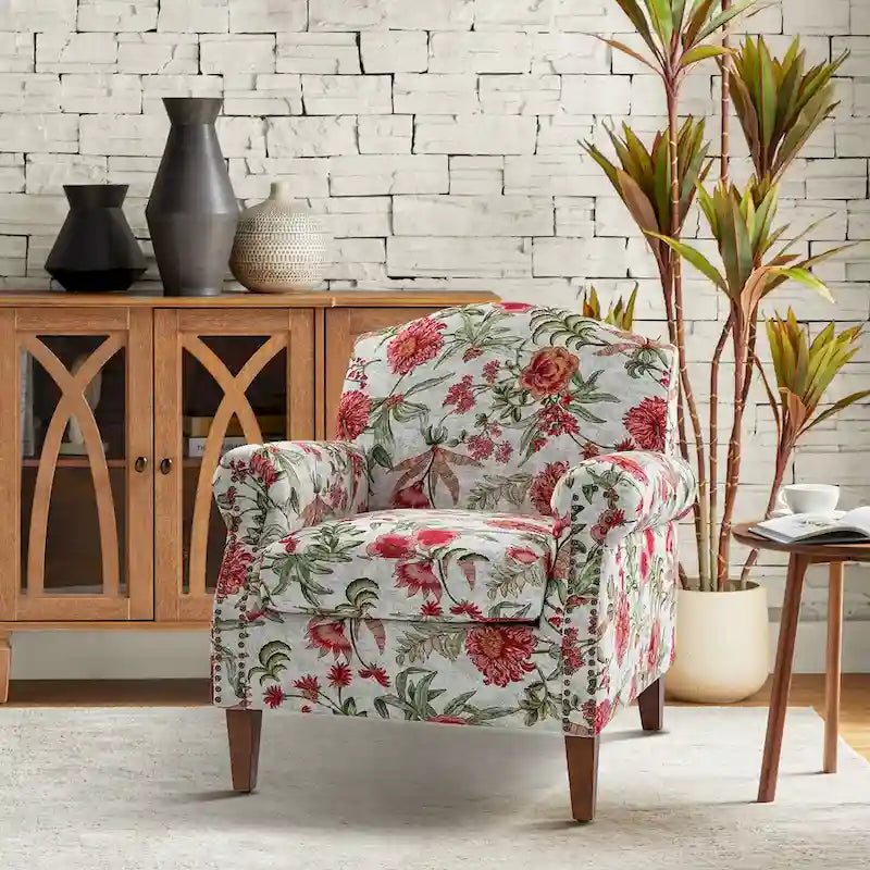 Giampiero Upholstered Wooden Armchair with Nailhead Accents by HULALA HOME