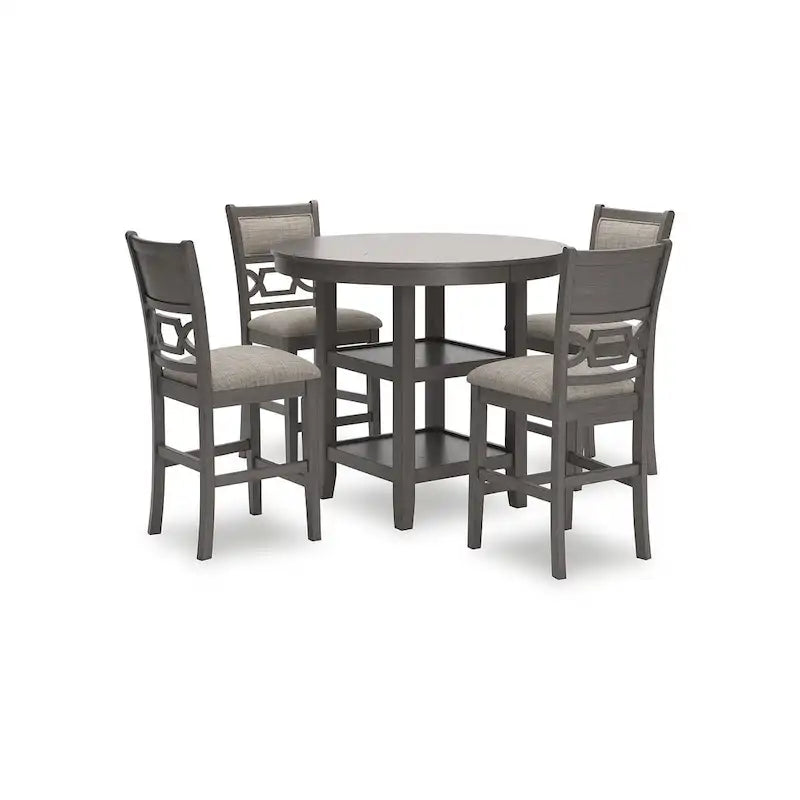 Signature Design by Ashley Langwest Counter Height Dining Table with 4 Barstools - Complete Set of 5