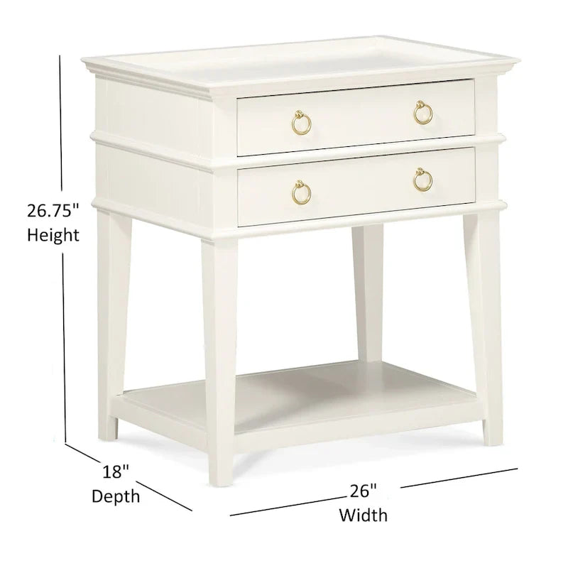 Greyson Living Collette Nightstand with 2-Drawer Tray Top