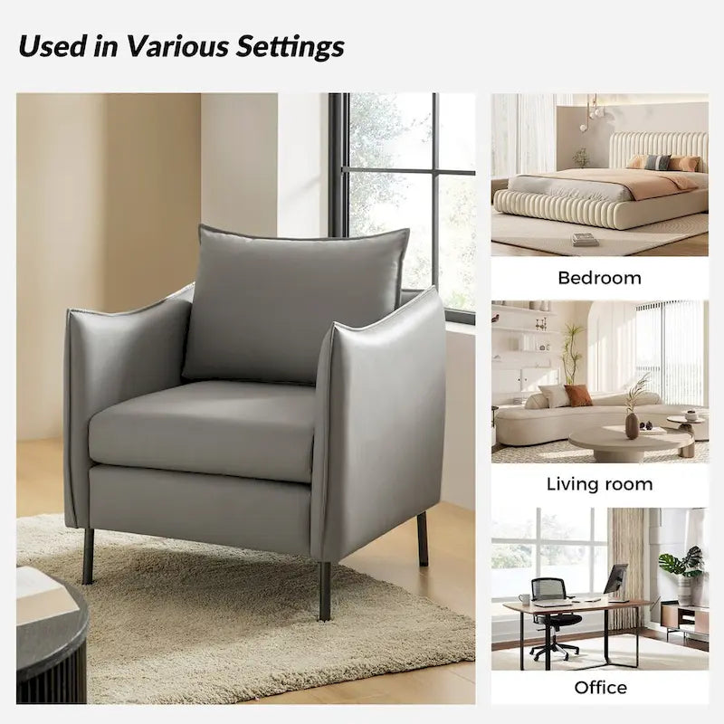Set of 2 Christopher Modern Armchairs with Anti-Scratch Fabric and Black Metal Legs by HULALA HOME