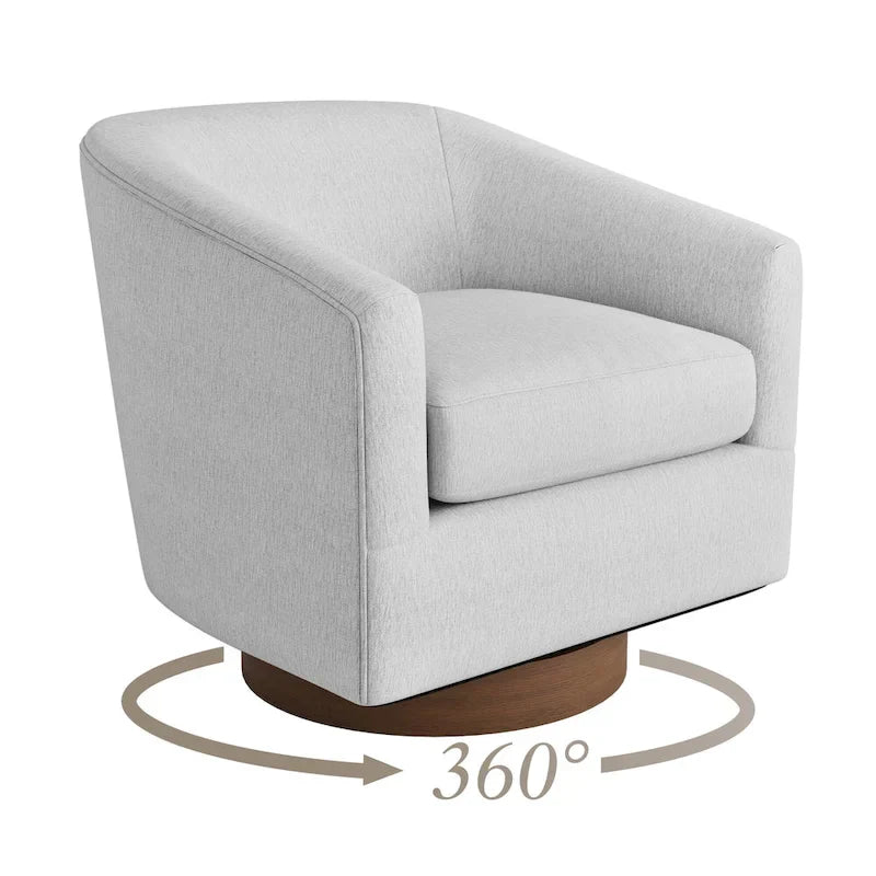 LUE BONA Contemporary Upholstered Wooden Barrel Swivel Accent Chair for Living Room