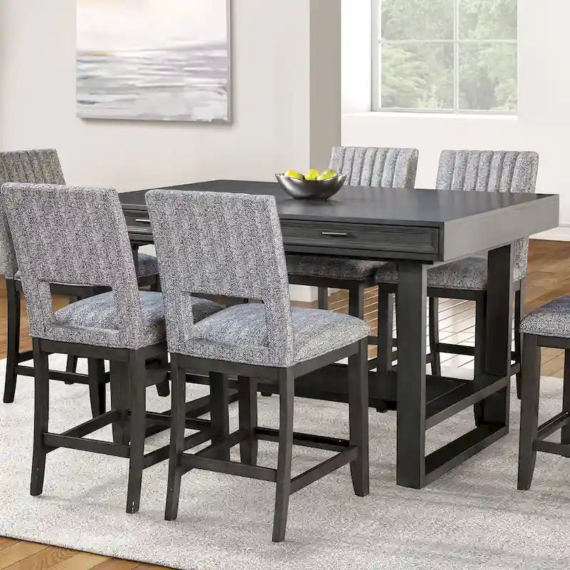 Isolde Black 60-Inch Solid Wood Counter Height Dining Table with Drawers by Furniture of America