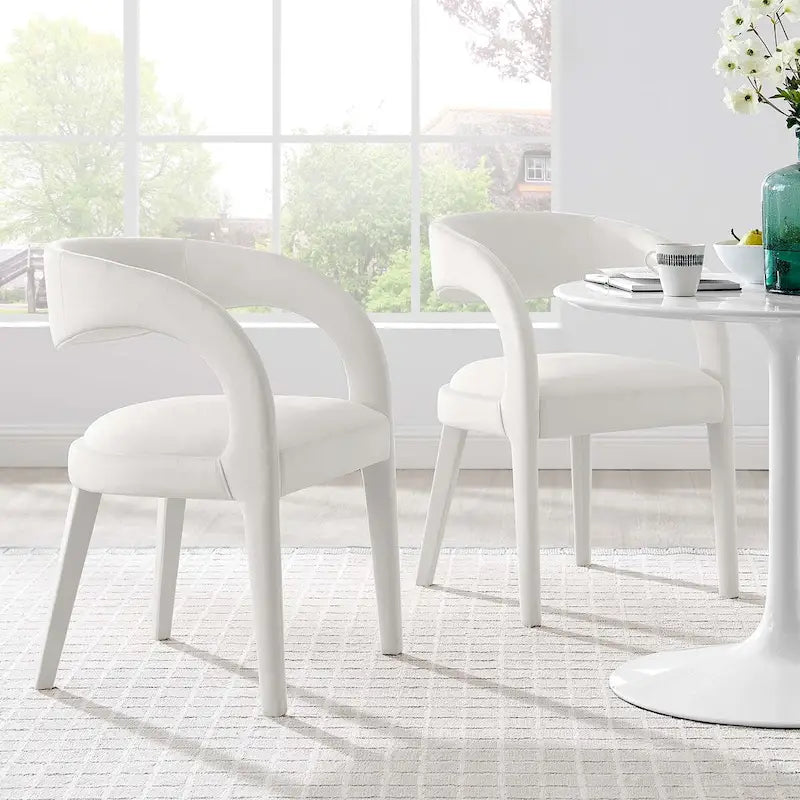Set of 2 Modern Velvet Dining Chairs Curved Back Upholstered Accent Chairs