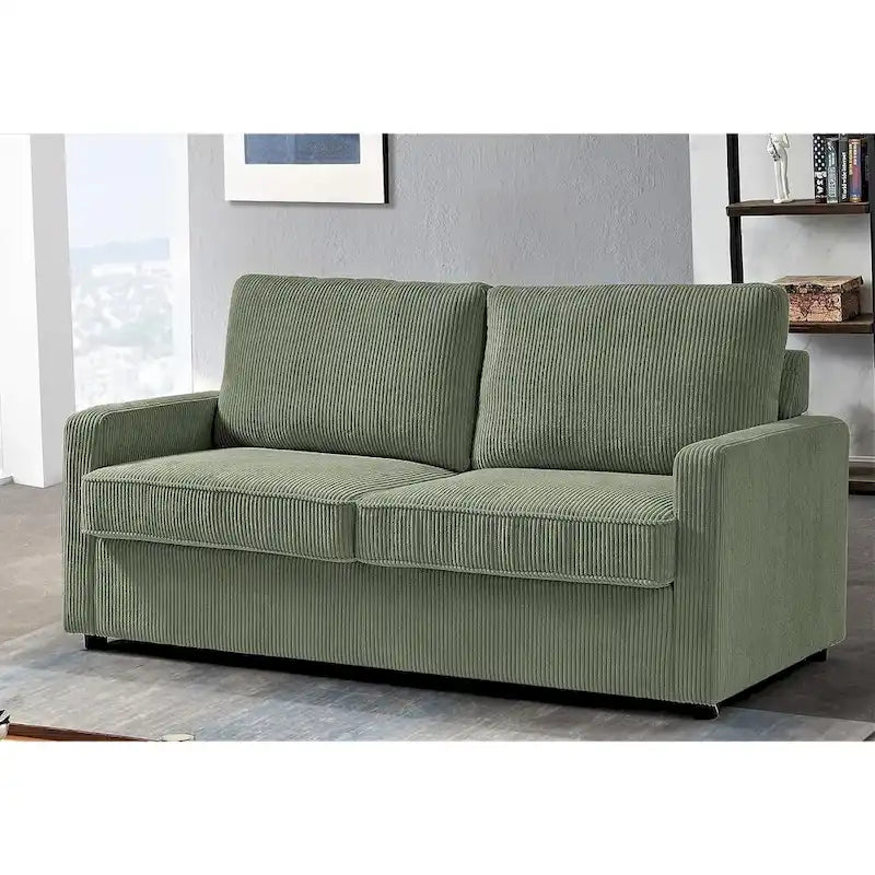 Manchester 70-Inch Square Arm Sofa Bed in Polyester Corduroy