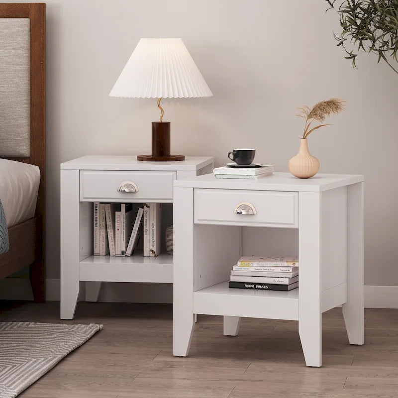 Set of 2 Foisy Faux Wood Nightstands with Drawer by Christopher Knight Home