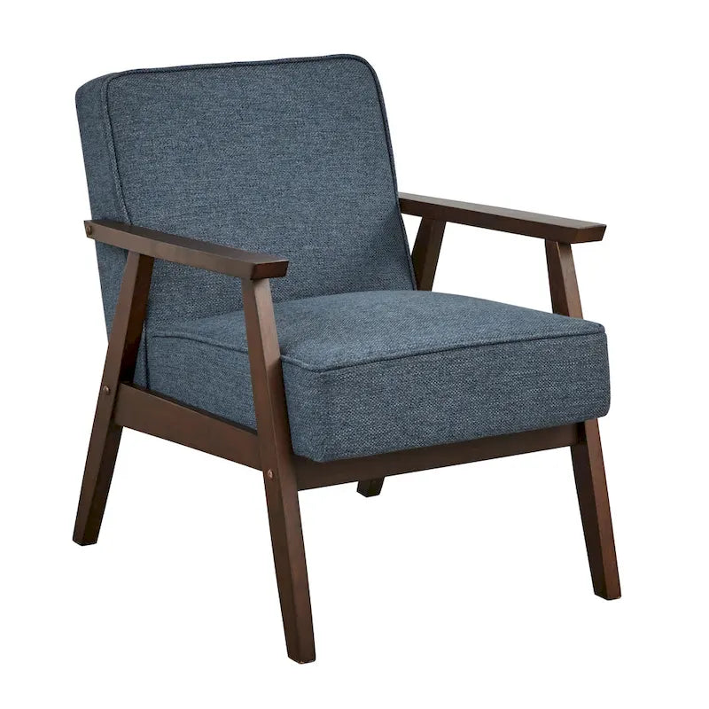Mid Century Accent Lounge Chair with Cushioned Seat and Wooden Frame