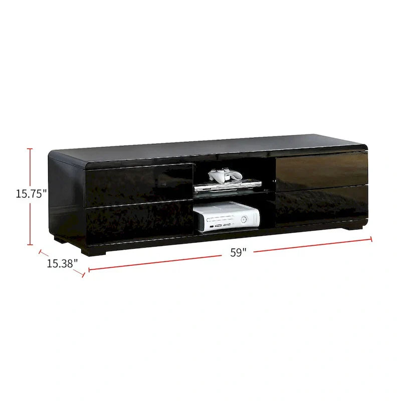 High Gloss Lacquer TV Stand with 4 Drawers