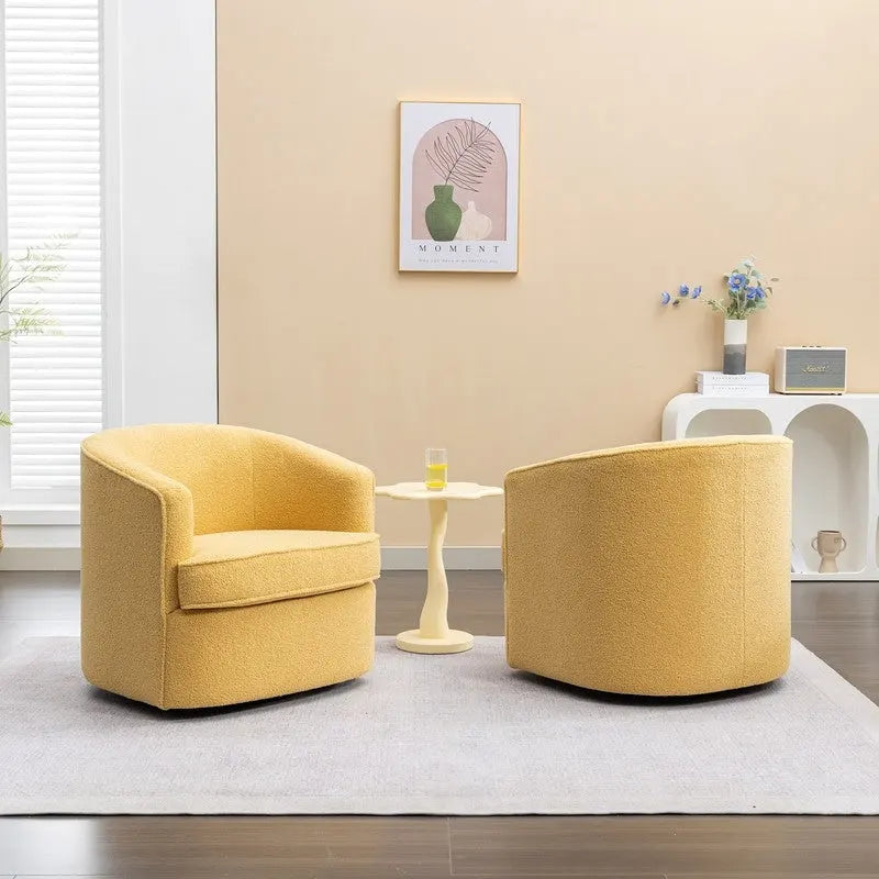 SEYNAR Contemporary Boucle Upholstered 360° Swivel Accent Chairs - Set of 2