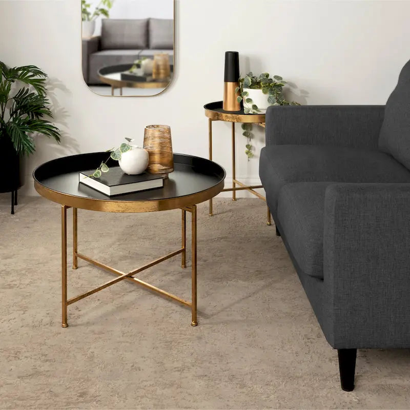 Kate and Laurel Celia 28.25-Inch Round Metal Coffee Table
