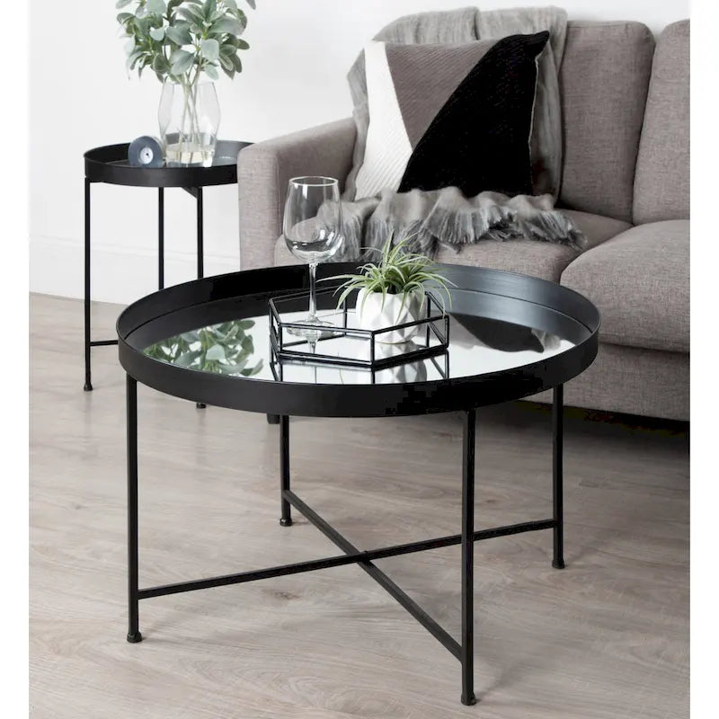 Kate and Laurel Celia 28.25-Inch Round Metal Coffee Table