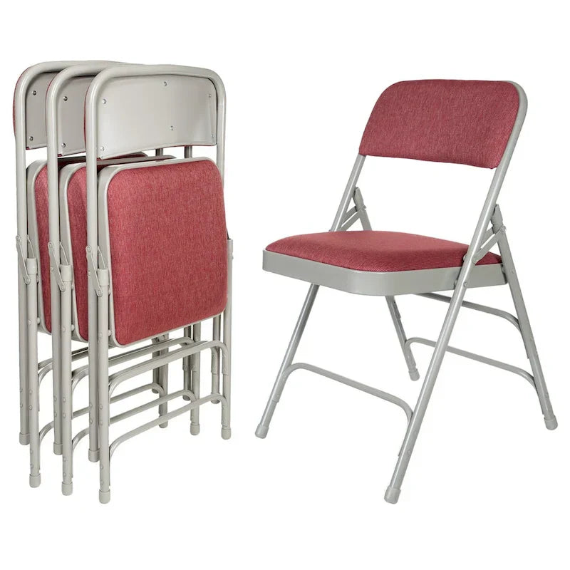 Hampden Furnishings Bernadine Collection Set of 4 Fabric Triple Brace Folding Chairs