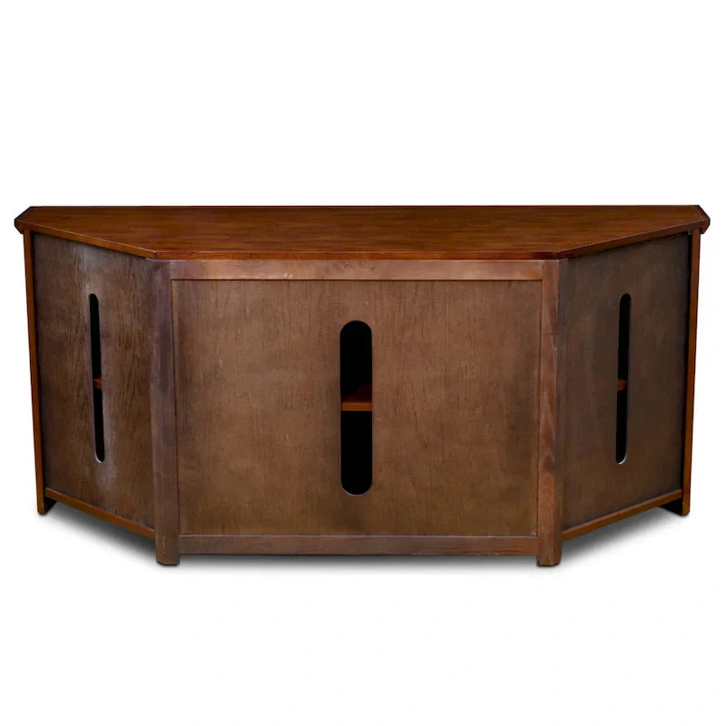Leick Home Mission Oak Solid Wood Corner TV Stand with Four Doors