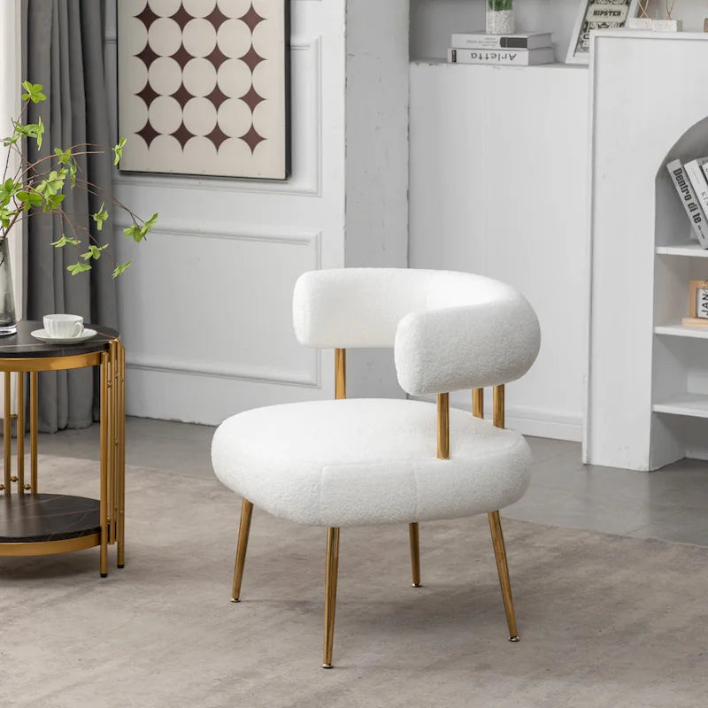 SEYNAR Contemporary Glam Upholstered Open-Back Accent Chair with Gold Legs