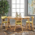 Mid Century Dining Table Set with 4 Upholstered Chairs and Wooden Frame