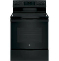 GE 30′′ Freestanding Electric Range, Black – Dual-Element Cooktop, Convection Oven, Self-Cleaning