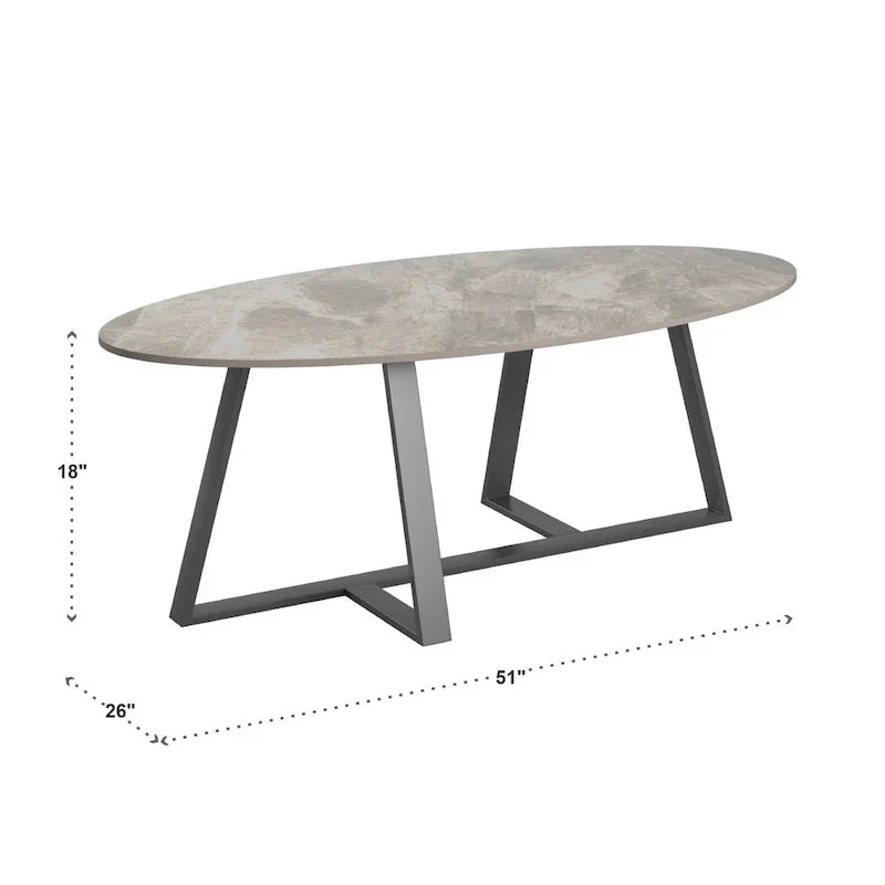 iNSPIRE Q Modern Jurmala Glossy Sintered Stone Tables with Grey Metal Base