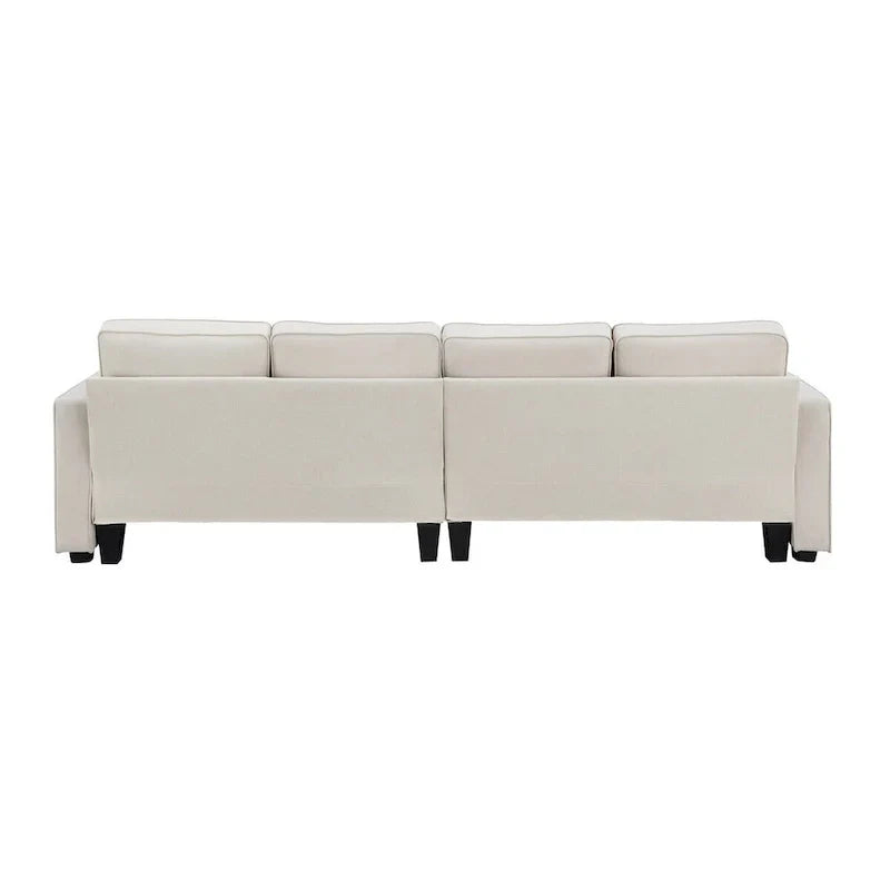 Merax 104 Modern 4-Seater Linen Sofa with Armrest Pockets and 4 Pillows - Minimalist Design