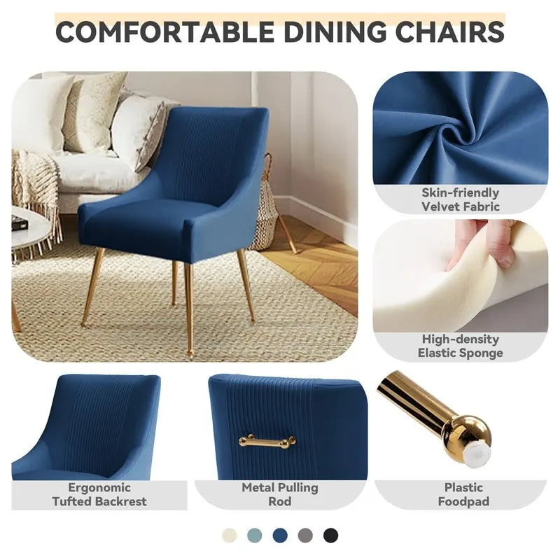 SEYNAR Set of 4 Modern Glam Boucle Velvet Dining or Vanity Chairs with Rear Handle