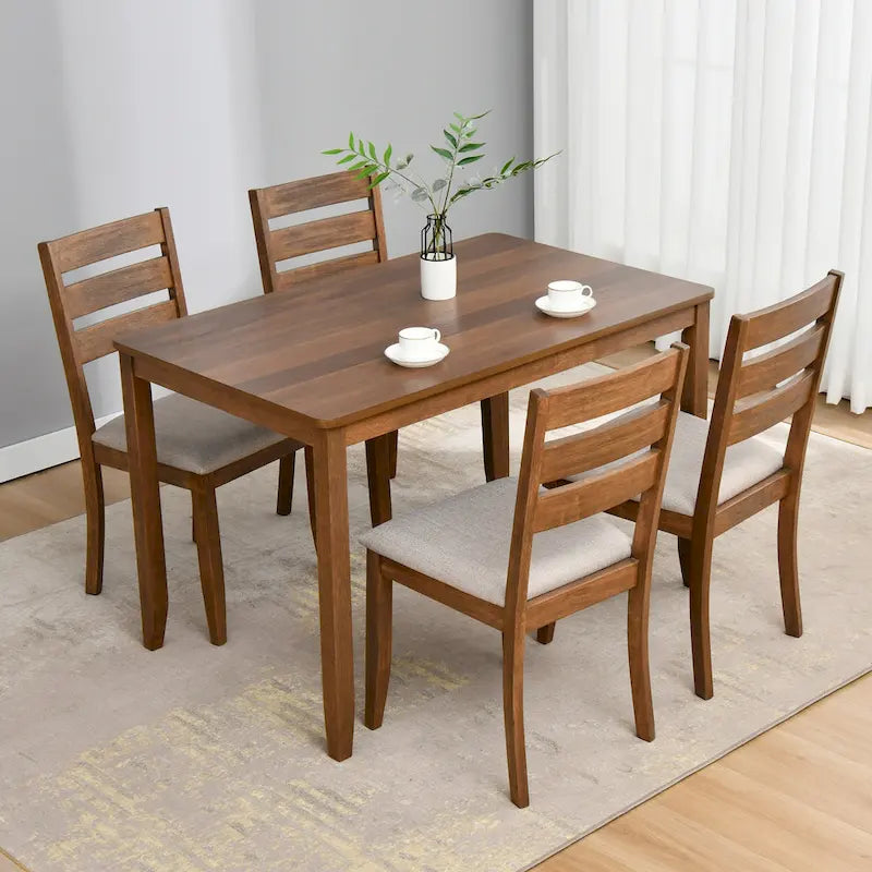 Set of 4 Slat Back Wooden Dining Chairs