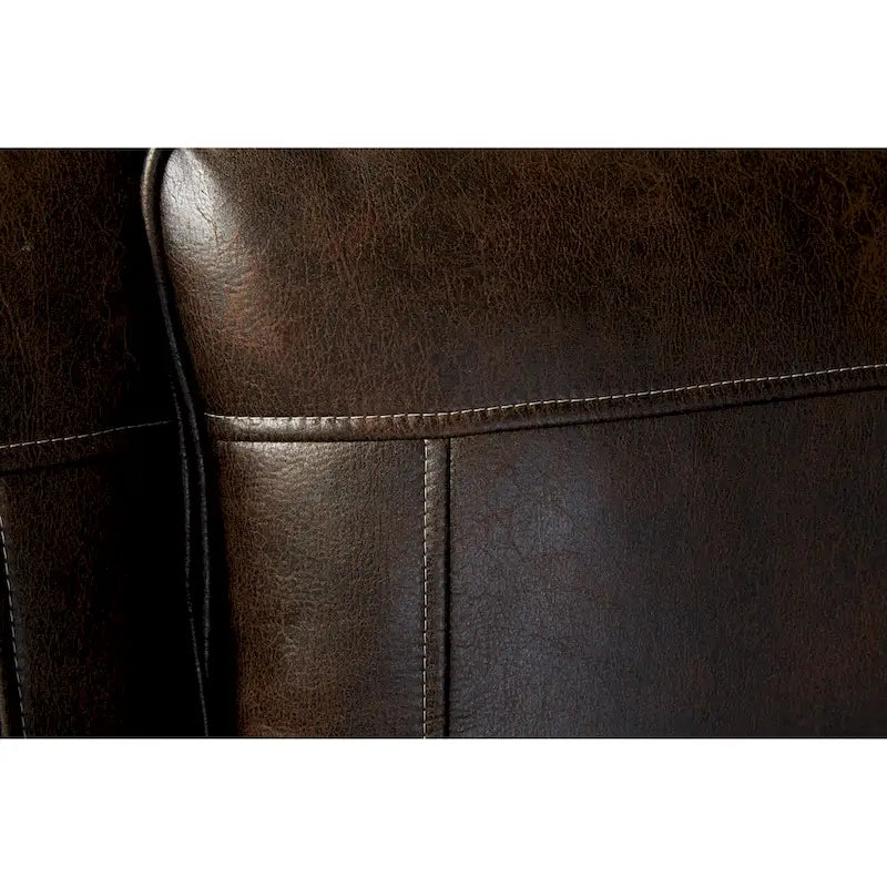 Roundhill Furniture Leinster Espresso Fabric Upholstered Sofa and Loveseat Set with Nailhead Trim