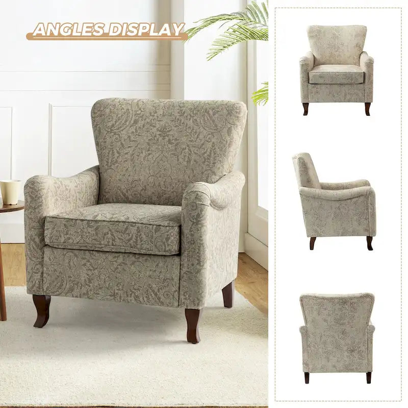 HULALA HOME Samouel Contemporary Floral Wingback Armchair